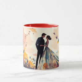 Valentijnsdag Romantisch Koppel Silhouet Liefde Mok