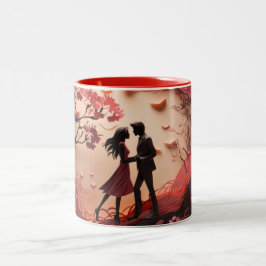 Valentijnsdag Romantisch Koppel Silhouet Liefde Tweekleurige Koffiemok