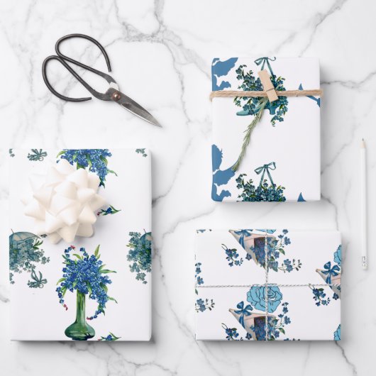 Valentijnsdag Romantisch Roos Cupid Blue Flower Ar Inpakpapier Vel (Voorkant)