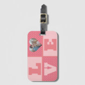 Valentijnsdag romantisch roze liefde hart foto bagagelabel (Voorkant (verticaal))