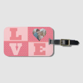 Valentijnsdag romantisch roze liefde hart foto bagagelabel (Voorkant (horizontaal))