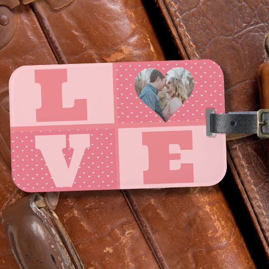 Valentijnsdag romantisch roze liefde hart foto bagagelabel