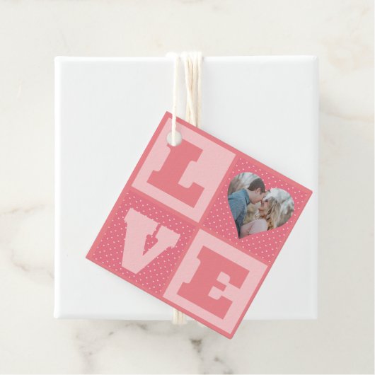 Valentijnsdag romantisch roze liefde hart foto bedankjes labels (In situ)