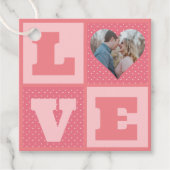 Valentijnsdag romantisch roze liefde hart foto bedankjes labels (Voorkant)