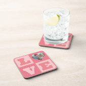 Valentijnsdag romantisch roze liefde hart foto bier onderzetter (Rechterzijde)