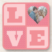 Valentijnsdag romantisch roze liefde hart foto bier onderzetter (Voorkant)