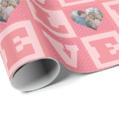 Valentijnsdag romantisch roze liefde hart foto cadeaupapier (Rol Hoek)