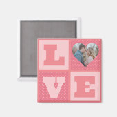 Valentijnsdag romantisch roze liefde hart foto magneet (Voorkant / Achterkant)