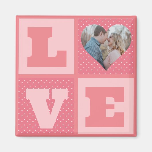 Valentijnsdag romantisch roze liefde hart foto magneet (Voorkant)