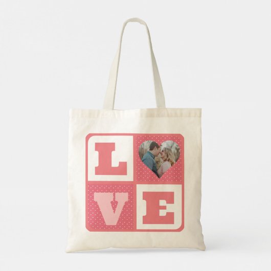 Valentijnsdag romantisch roze liefde hart foto tote bag (Achterkant)
