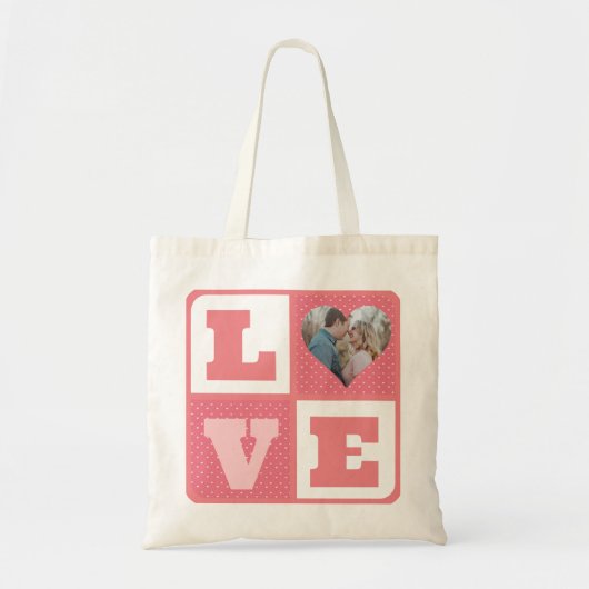 Valentijnsdag romantisch roze liefde hart foto tote bag (Voorkant)