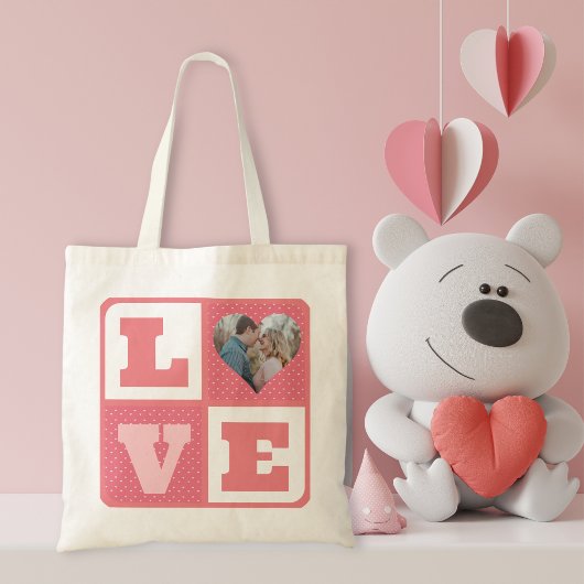 Valentijnsdag romantisch roze liefde hart foto tote bag
