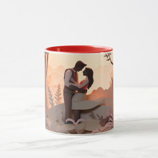 Valentijnsdag Romantisch Stel Silhouet liefde  Mok (Midden)