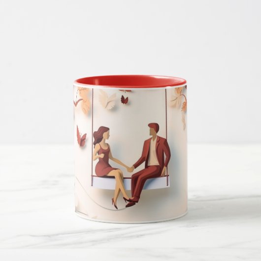Valentijnsdag Romantisch Stel Silhouet liefde  Mok (Midden)