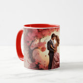 Valentijnsdag Romantisch Stel Silhouet liefde  Mok (Voorkant links)
