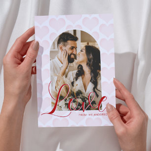 Valentijnsdag Romantische Boog Aangepaste Foto Kaa Feestdagenkaart