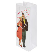 Valentijnsdag, Romantische drijvende harten Wijn Cadeautas (Achterkant Gekanteld)