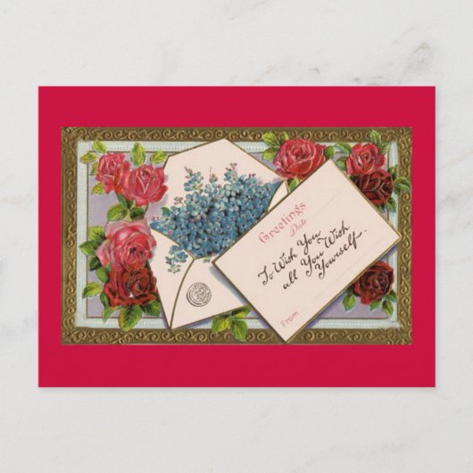 Valentijnsdag Romantische Rode Rozen Kaart (Voorkant)