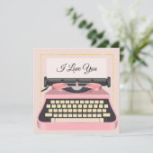 Valentijnsdag Romantische Schrijfmachine Ik Hou Va Feestdagenkaart (Staand voorkant)