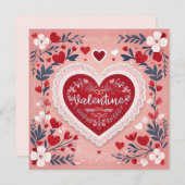 Valentijnsdag Romantische Traditionele Hart Bloeme Feestdagenkaart (Voorkant / Achterkant)