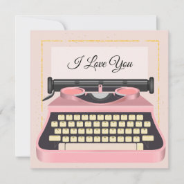 Valentijnsdag Romantische typemachine Ik Hou Van J Feestdagenkaart