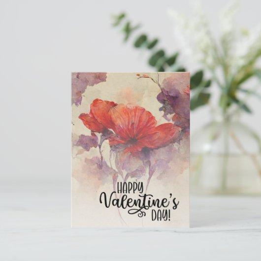 Valentijnsdag Rood Bloemen Bijbel Verse Christelij Feestdagenkaart (Staand voorkant)