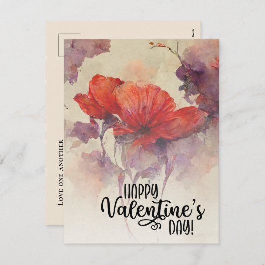 Valentijnsdag Rood Bloemen Bijbel Verse Christelij Feestdagenkaart (Voorkant / Achterkant)