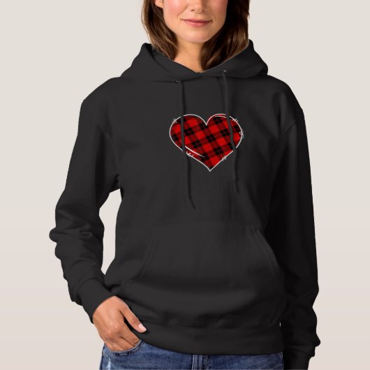 Valentijnsdag Rood Buffalo Plaid Hart Matching Hoodie (Voorkant)