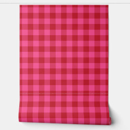 Valentijnsdag Rood en Roze Gingham Karo Behang