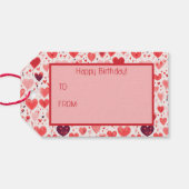 Valentijnsdag Rood en Roze Harten Cadeaulabel (Achterkant Horizontaal)