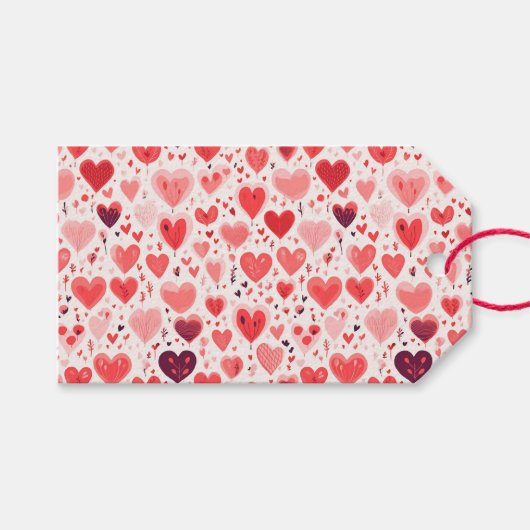 Valentijnsdag Rood en Roze Harten Cadeaulabel (Voorkant (Horizontaal))