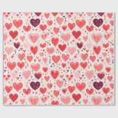 Valentijnsdag rood en roze harten cadeaupapier (Vlak)