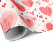 Valentijnsdag rood en roze harten cadeaupapier (Rol Hoek)
