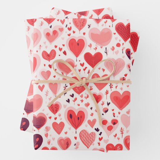 Valentijnsdag rood en roze harten inpakpapier vel (In situ)