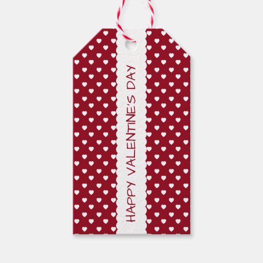 Valentijnsdag Rood en Wit Hart Gepersonaliseerd Cadeaulabel (Voorkant)
