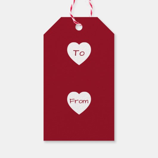 Valentijnsdag Rood en Wit Hart Gepersonaliseerd Cadeaulabel (Achterkant)