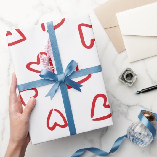 Valentijnsdag rood en wit hartpatroon cadeaupapier (Geschenken)