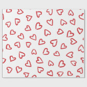 Valentijnsdag rood en wit hartpatroon cadeaupapier (Vlak)