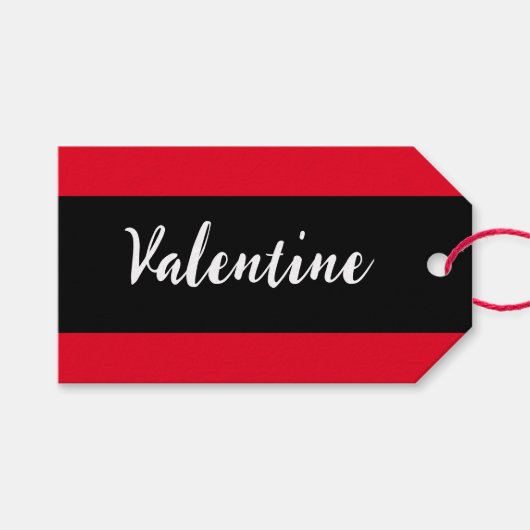 Valentijnsdag Rood en Zwart Stijlvol Minimalistisc Cadeaulabel (Voorkant (Horizontaal))