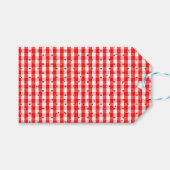 Valentijnsdag rood gingham stijfpatroon cadeaulabel (Voorkant (Horizontaal))