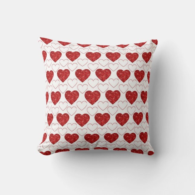 Valentijnsdag Rood Glitter Harten Worp Kussen (Voorkant)