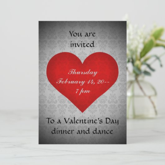 Valentijnsdag rood hart diner 5x7 kaart (Staand voorkant)