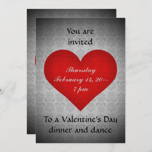 Valentijnsdag rood hart diner 5x7 kaart (Voorkant / Achterkant)