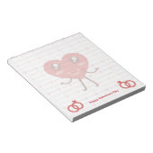 Valentijnsdag  rood hart en kleine harten notitieblok (Schuin)