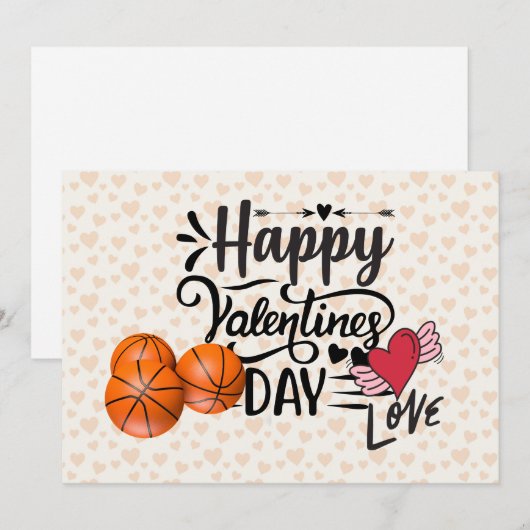 Valentijnsdag Rood hart houdt van basketballen Feestdagenkaart (Voorkant / Achterkant)