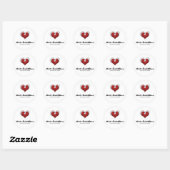 Valentijnsdag Rood hart met Diamond Chic Party Ronde Sticker (Vel)