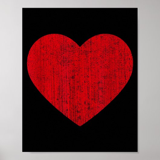 Valentijnsdag Rood Hart Print Vintage Grafisch Vro (Voorkant)