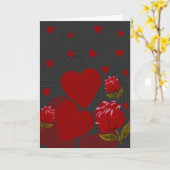 Valentijnsdag, rood hart, rode roos op grijs kaart (Gele Bloem)