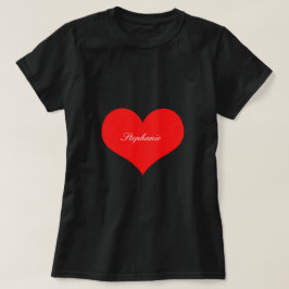 Valentijnsdag Rood Hart Zwart Monogram Aangepast T-shirt