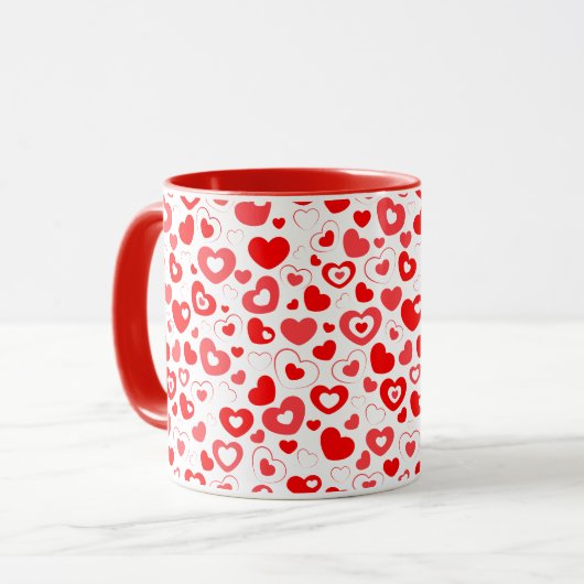 Valentijnsdag Rood Hartjes Patroon Mok (Voorkant links)